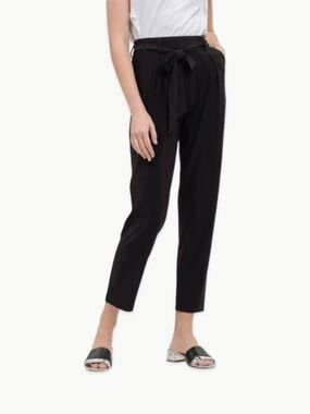Lydelle High Rise Tie Waist Tapered Dress Pants Black Pull On Work NWT